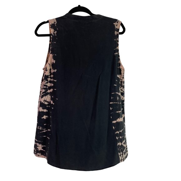 Gypsy 05 100% Silk Sleeveless Top Tank Tie Dye Black V Neck Size L - Picture 3 of 7